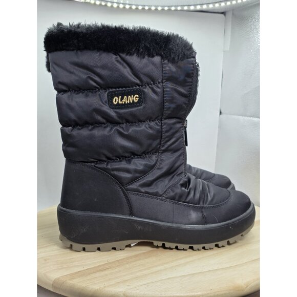OLANG Size 7 Women's Winter Ski Snow Boots Insulated  Black Faux-Fur Lining GRIP - Picture 3 of 11